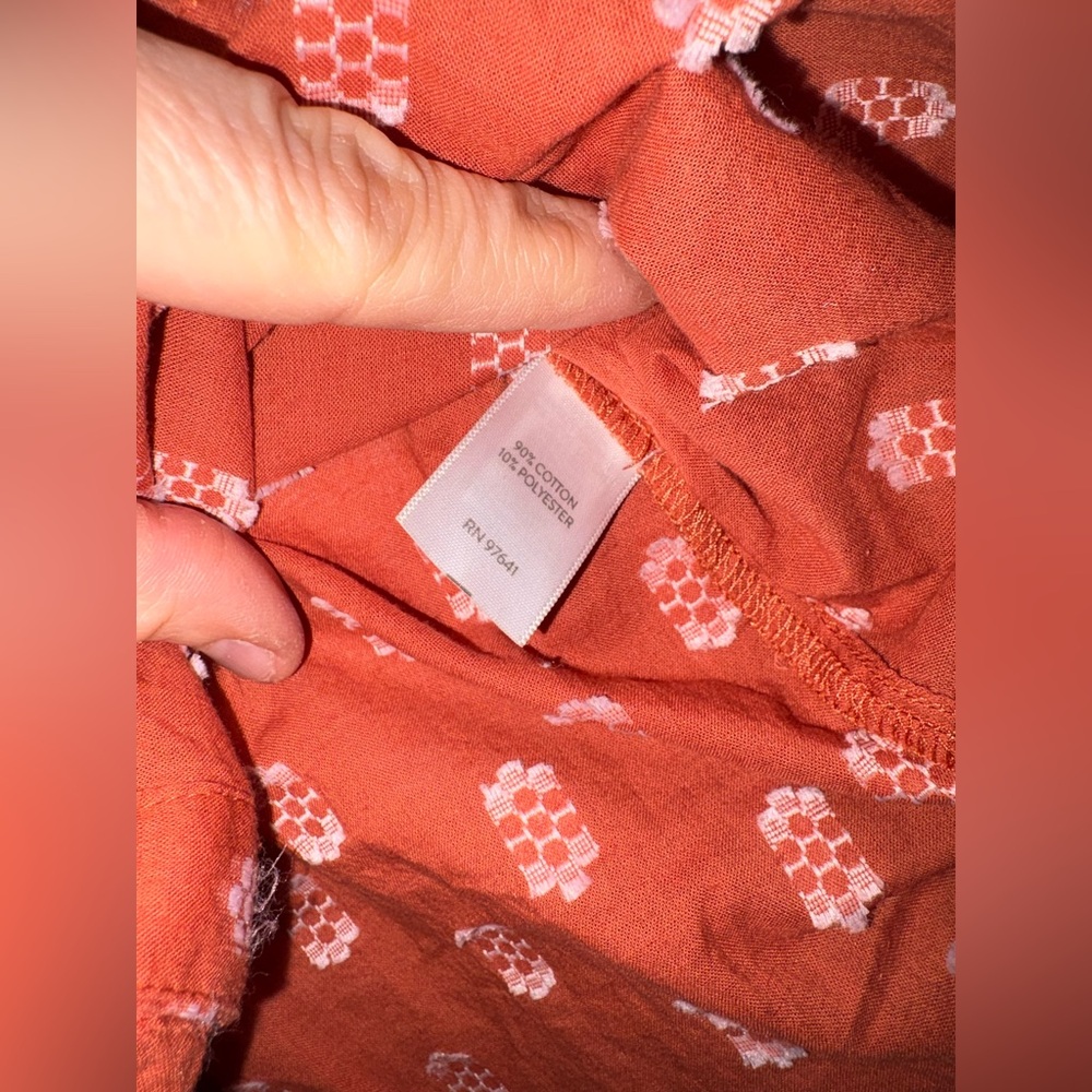 J. Jill peasant top orange brown patterned button India up size small - Picture 4 of 7